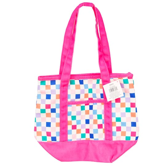 13" x 6" Checker Print Tote Bag